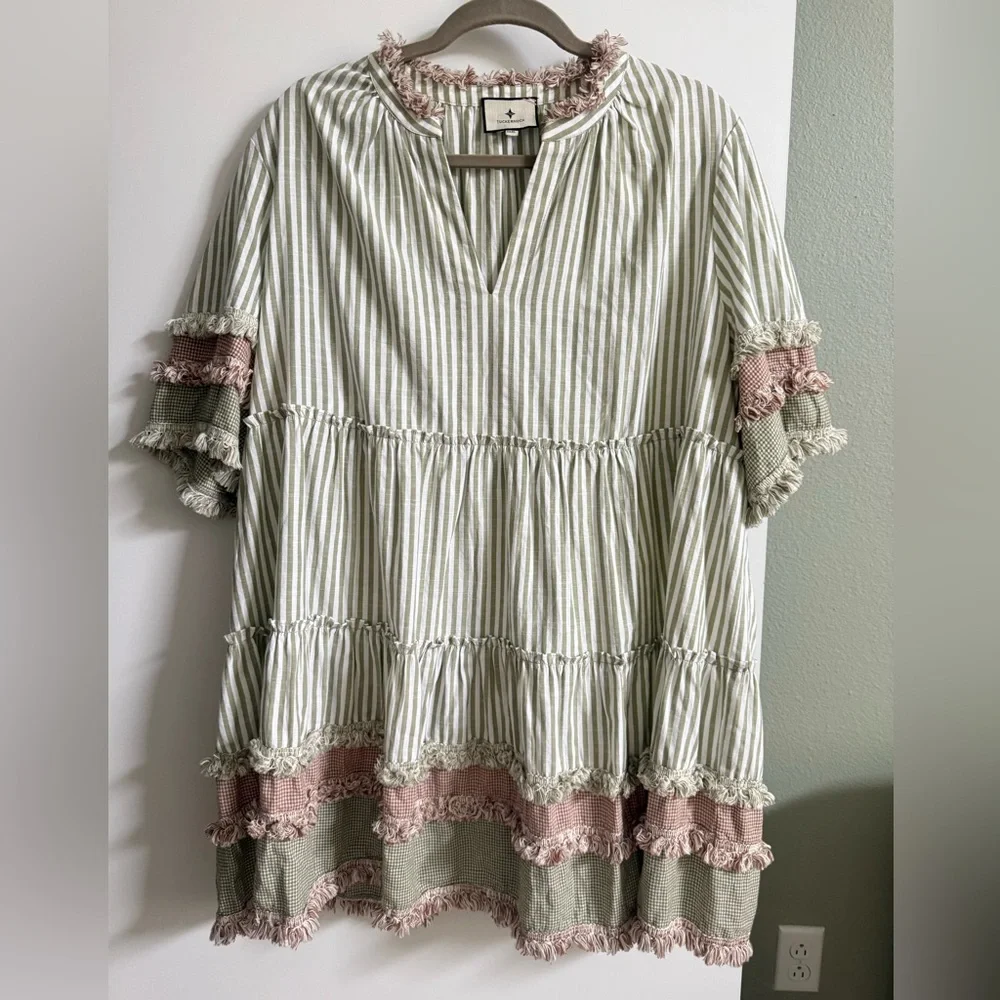 TUCKERNUCK Cotswold Stripe Dress XXXL Sage Green - Picture 3 of 11